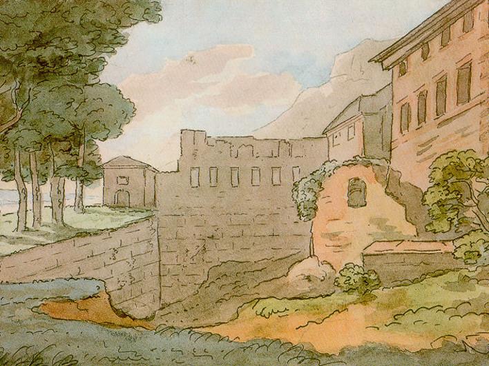 Tuschzeichnung von Schloss Heidelberg, um 1820 von Johann Wolfgang Goethe