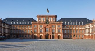 Frontale Ansicht der Stadtfassade des Barockschlosses Mannheim