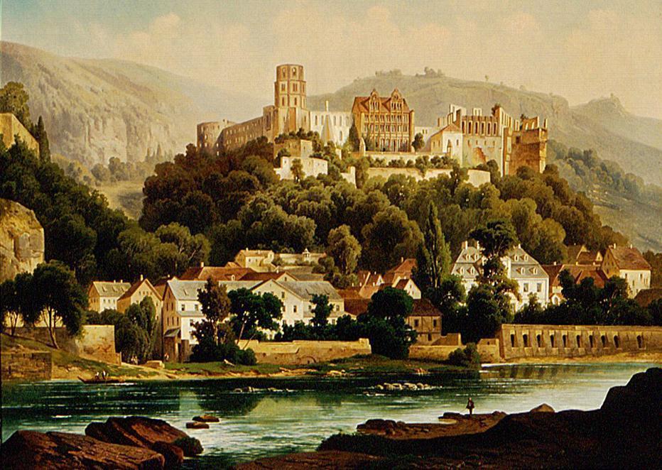 Heidelberg Castle in a painting by Hubert Sattler, circa 1900