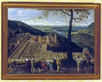 Painting of the Hortus Palatinus at Heidelberg Castle, by Theodor Verhas, circa 1860