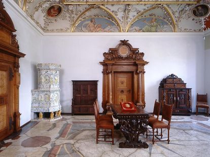 Ansicht eines Raums im Friedrichsbau von Schloss Heidelberg
