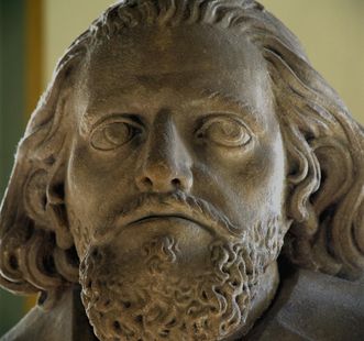 Prince-Elector Friedrich IV, head of a sandstone sculpture, Sebastian Götz, circa 1650