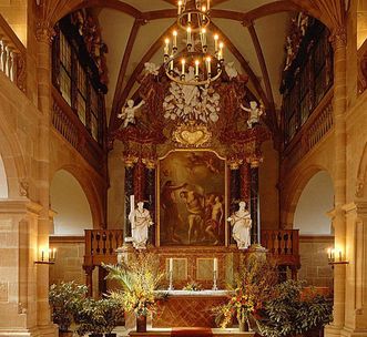 Innenansicht der Schlosskapelle im Friedrichsbau von Schloss Heidelberg