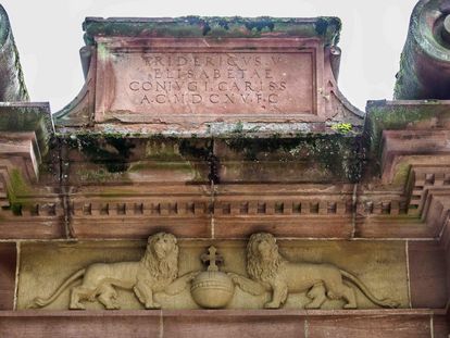 Schloss Heidelberg, Elisabethentor, Detailansicht Tafel