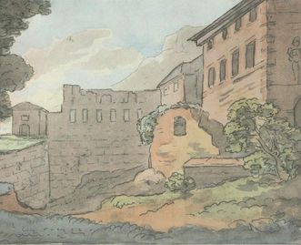 Aquarellierte Federzeichnung des Heidelberger Schlosses von Johann Wolfgang von Goethe, um 1820, Foto: Goethe-Museum Düsseldorf