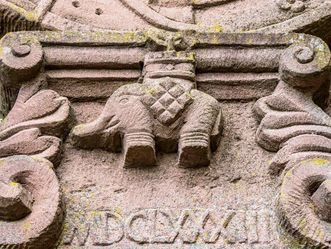 Schloss Heidelberg, Aussenansicht Detailaufnahme Elefant 