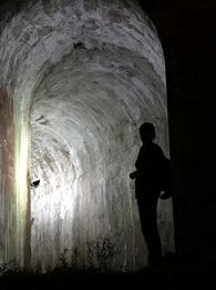 Foto: Staatsanzeiger für Baden-Württemberg, Petra Schaffrodt Brigitte Heinz in einem Winterquartier der Fledermäuse
