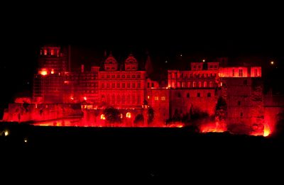 Schloss Heidelberg, Schlossbeleuchtung bei Nacht