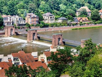 Schloss Heidelberg, Luftaufnahme Neckarschleuse