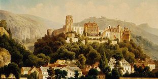 Schloss Heidelberg in einem Gemälde von Hubert Sattler, um 1900