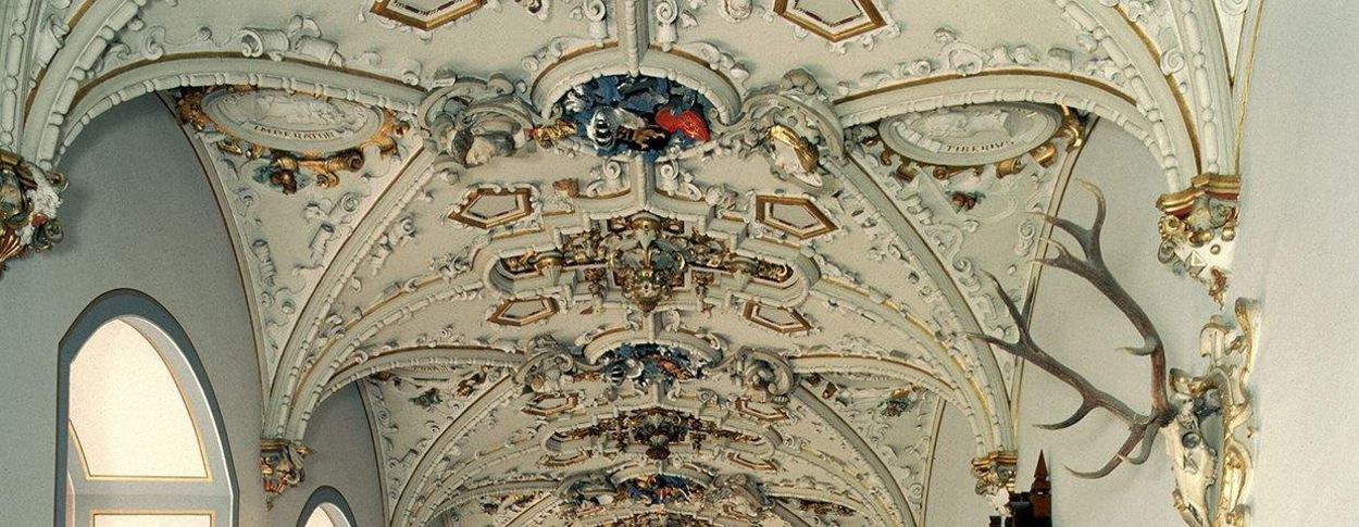 Photo: Staatliche Schlösser und Gärten Baden-Württemberg, Andrea Rachele Heidelberg Palace, stuccoed ceiling in the Friedrich Building