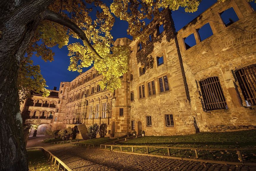 Schloss Heidelberg, Ottheinrichsbau beleuchtet
